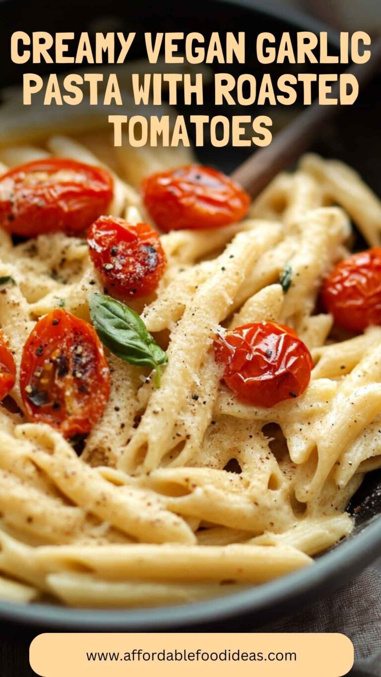 Creamy Vegan Garlic Pasta With Roasted Tomatoes – Affordable Food Ideas
