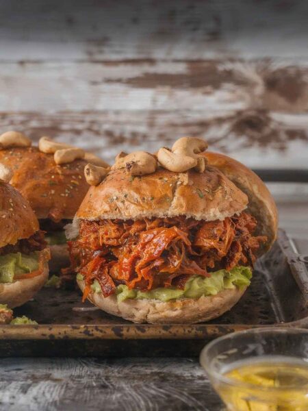 BBQ Jackfruit Sandwiches with Avocado Slaw