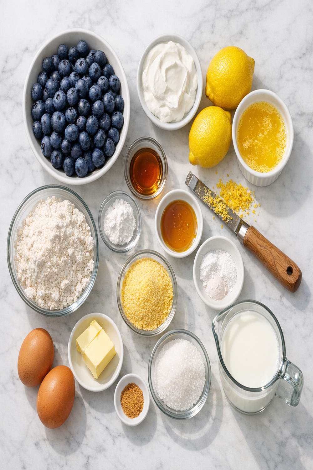 Blueberry Lemon Cornbread Recipe ingredients