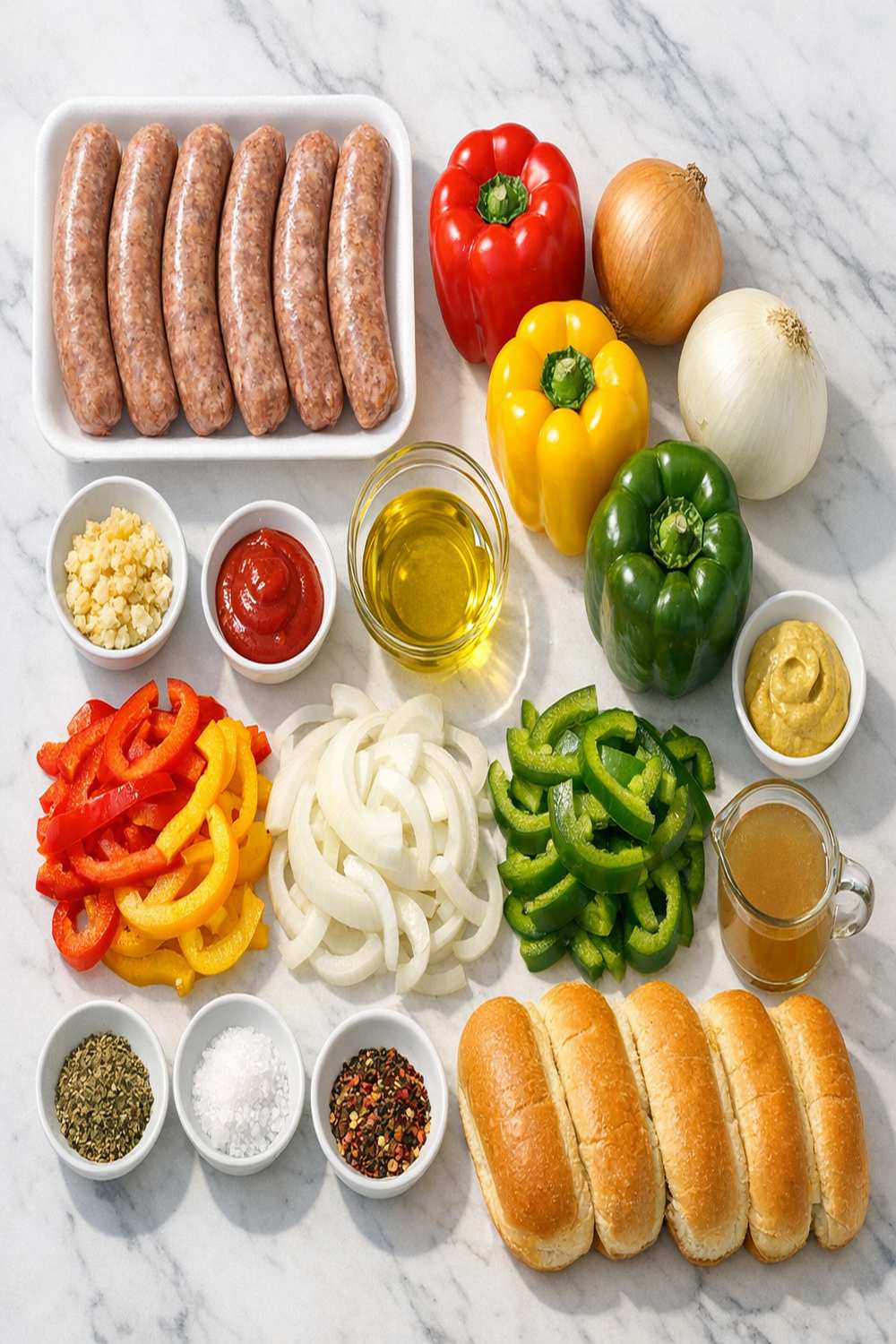 Brats With Peppers And Onions Recipe ingredients