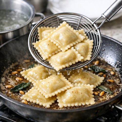 Step 6: Combine Ravioli with Brown Butter