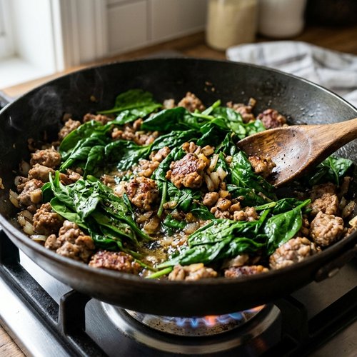 Step 5: Wilt the Spinach and Season