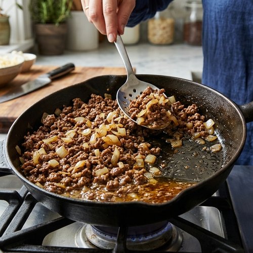 Step 2: Brown the Ground Beef and Cook the Onions