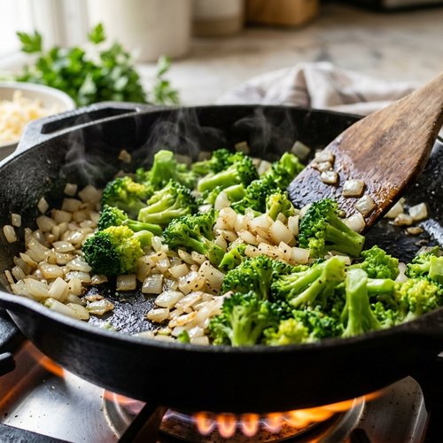 Step 2: Sauté the Onion and Broccoli
