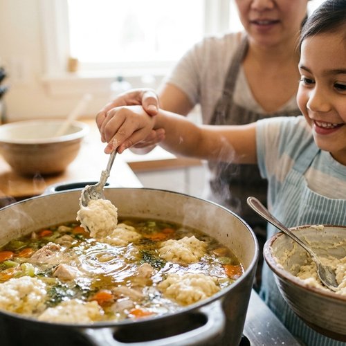 Step 7: Drop Dumplings into Simmering Broth